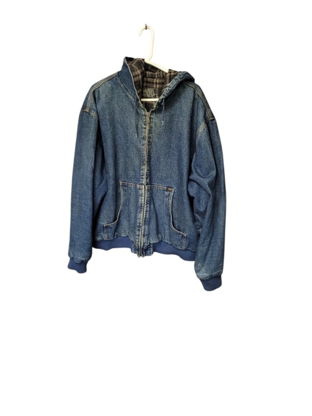 Vintage LEE Denim Workwear Jacket Sz XXL Full Zip Drawstring Hood Flannel Lined - Picture 11 of 16